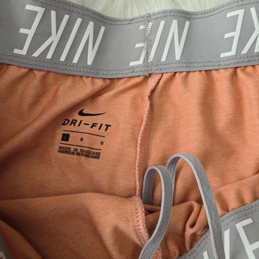 Nike Dri-FIT Womens Running Shorts Orange Heathered Elastic Waist Gym Large‎